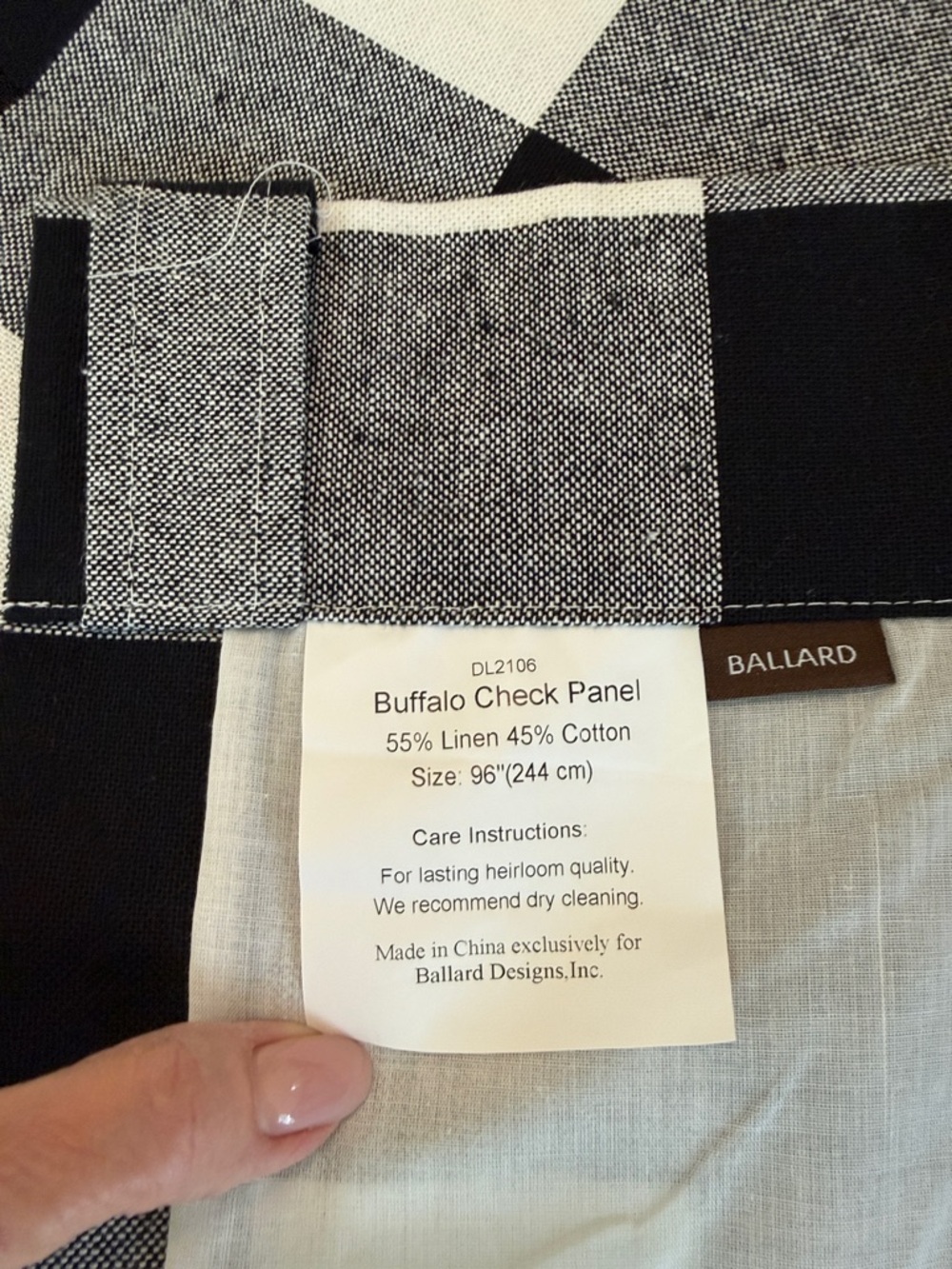 Ballard Buffalo Check Panel Curtain - Black and White